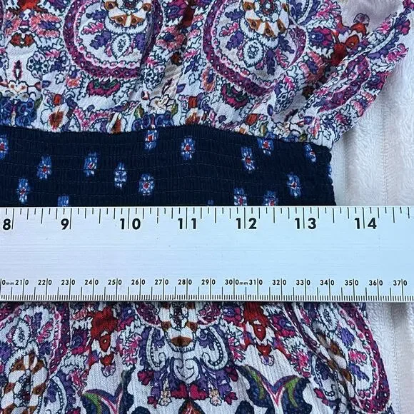 Bila Women Midi Dress Floral Multicolor Boho Rayon Beach Size M Asymmetric Hem - Picture 10 of 12